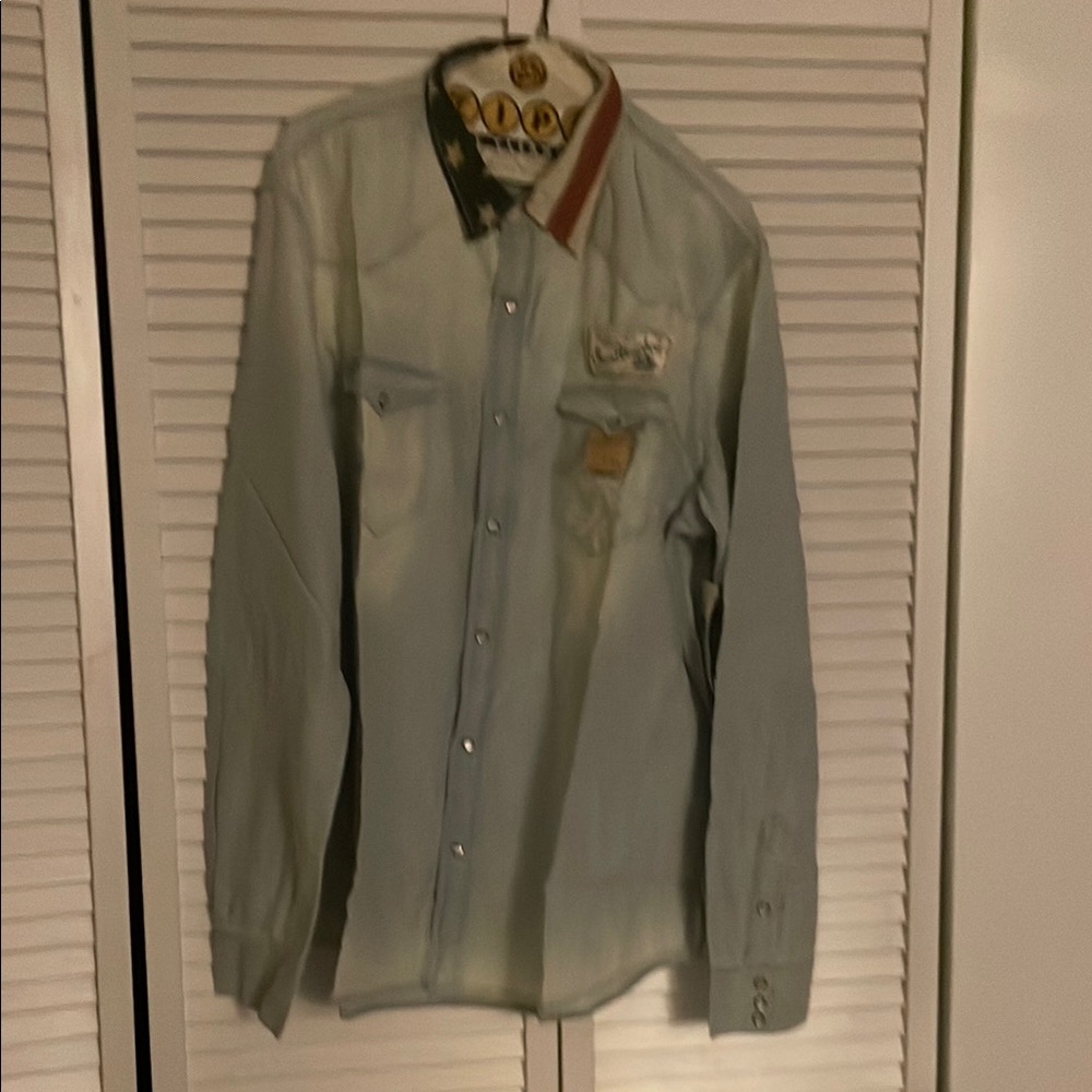 Denim & Supply Ralph Lauren Blue and Red Casual Button Down Shirt